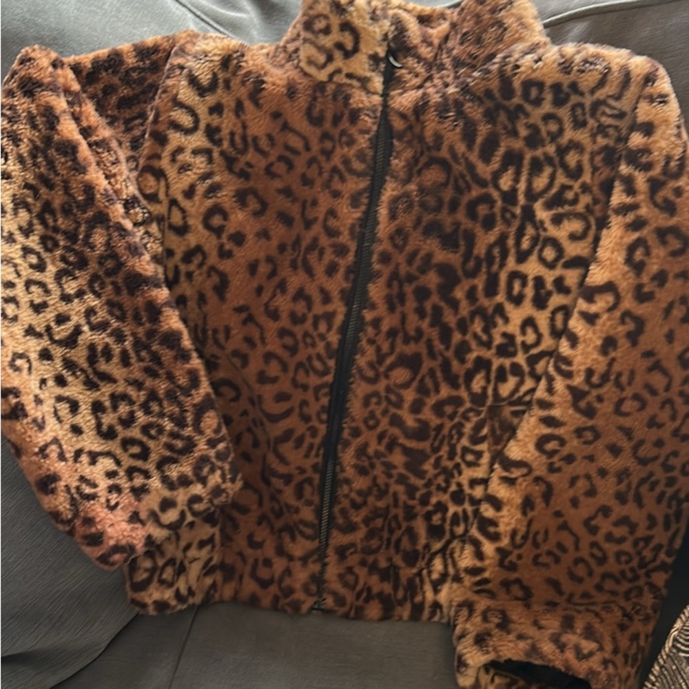 SO Animal Print Faux Fur Jacket